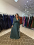 vestido manga longa plissado VESTIDO DE FESTA PETRA FINA VERDE ESMERALDA M